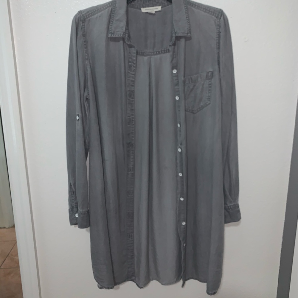 Grey Long Collared Button Down